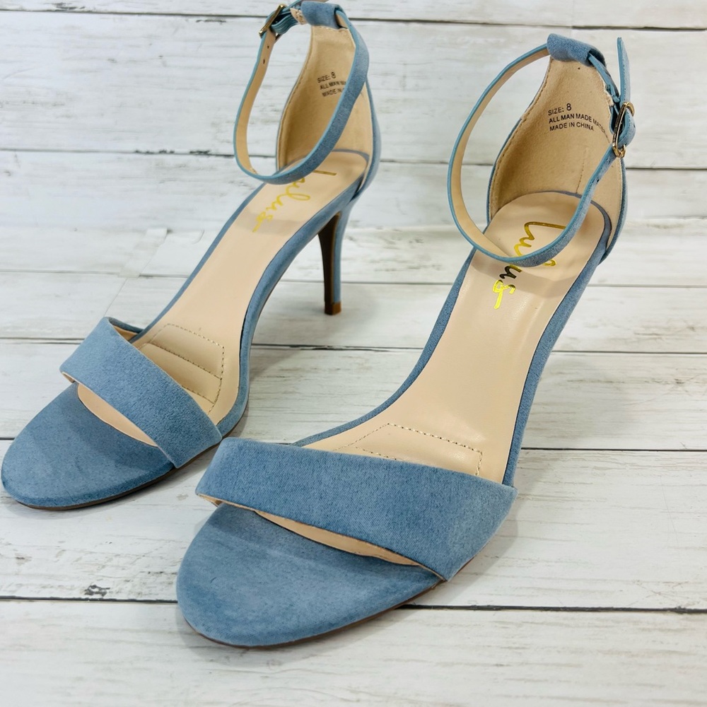 Lulus Light Blue Size 8 Ankle Strap Heels Open Toe. - Picture 3 of 13